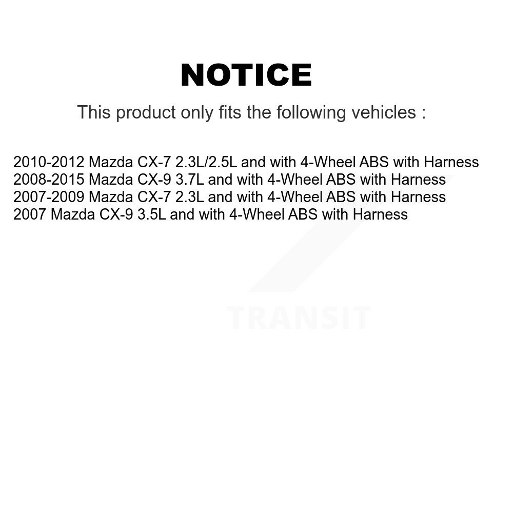 Front Wheel Bearing And ABS Sensor Kit For Mazda CX-7 CX-9 with Harness K7S-102104 - Image 2