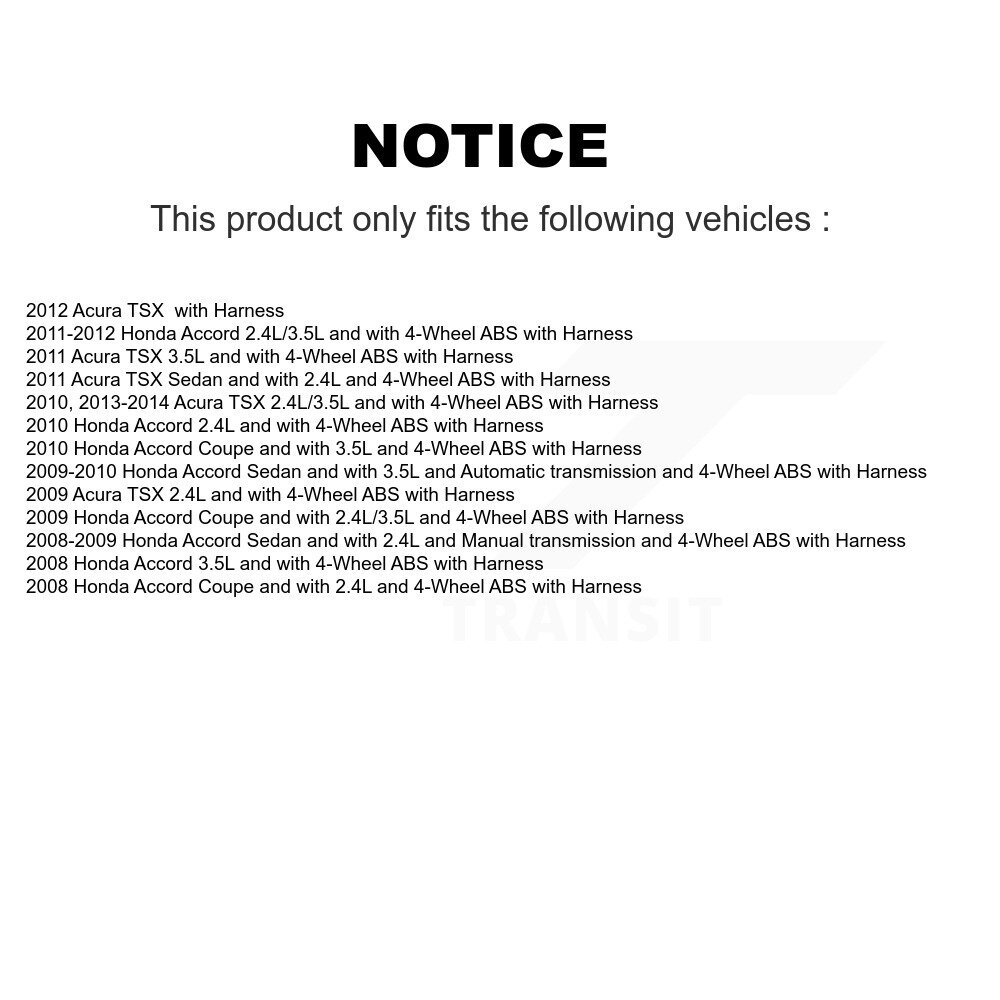 Front Wheel Bearing And ABS Sensor Kit For Honda Accord Acura TSX with Harness K7S-102180 - Image 2