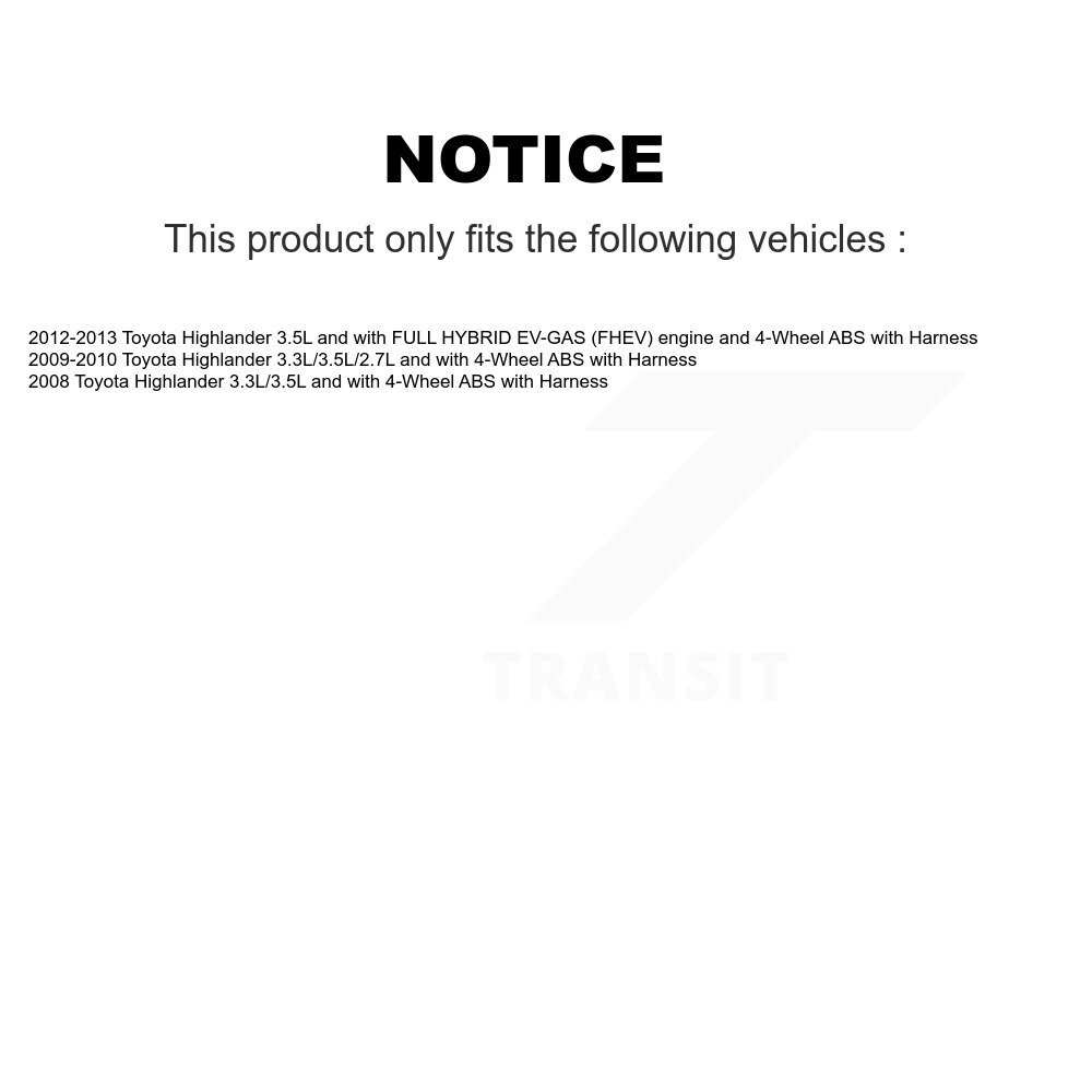 Front Wheel Bearing And ABS Sensor Kit For Toyota Highlander with Harness K7S-102197 - Image 2