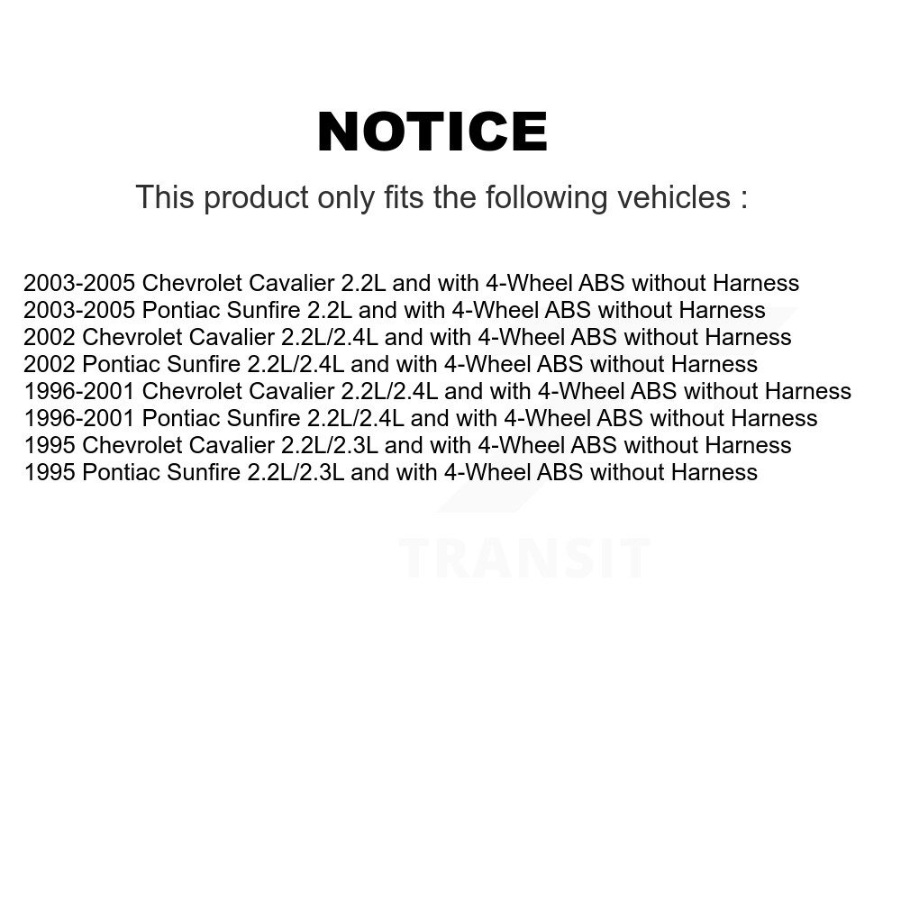 Front Wheel Hub Bearing Sensor Kit For Chevrolet Cavalier Pontiac Sunfire without Harness K7S-102263 - Image 2