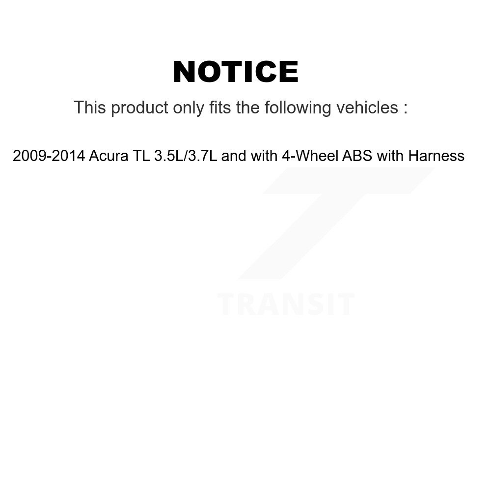 Front Wheel Bearing Sensor Kit For 09-14 Acura TL 3.5L 3.7L with 4-Wheel ABS Harness K7S-102421 - Image 2