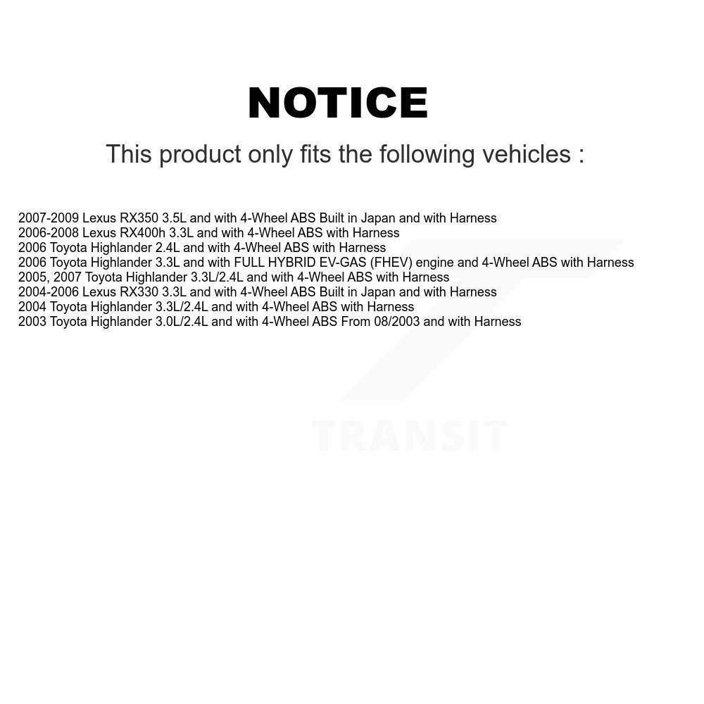 Front Wheel Bearing And ABS Sensor Kit For Lexus RX350 Toyota Highlander RX330 RX400h K7S-102436 - Image 2