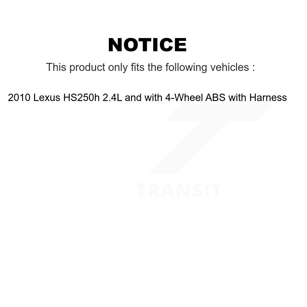 Front Wheel Bearing & Sensor Kit For 2010 Lexus HS250h 2.4L with 4-Wheel ABS Harness K7S-102675 - Image 2