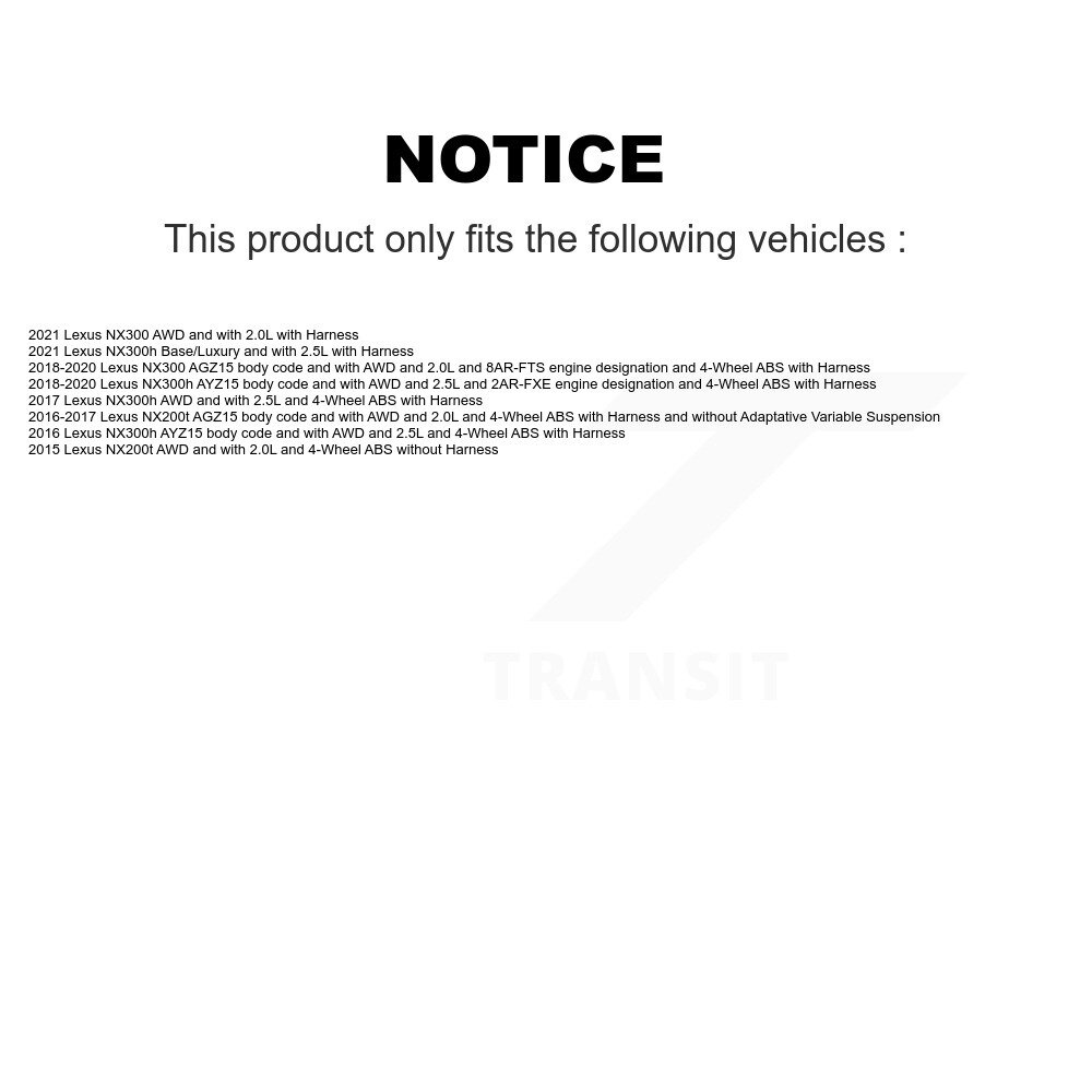 Front Rear Wheel Hub Bearing And ABS Sensor Kit (8Pc) For Lexus NX300 NX200t NX300h K7S-102818 - Image 2