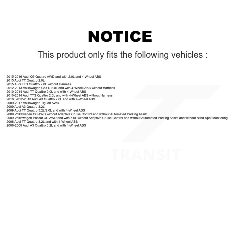 Front Rear Wheel Hub Bearing Sensor Kit (8Pc) For Volkswagen Tiguan Audi Q3 Quattro TT A3 K7S-102855 - Image 2