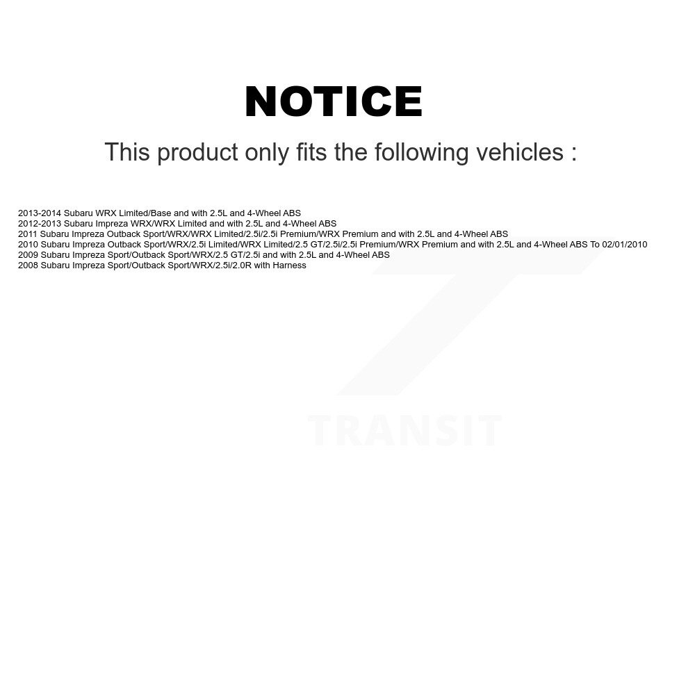 Front Rear Wheel Hub Bearing And ABS Sensor Kit (8Pc) For Subaru Impreza WRX K7S-102877 - Image 2