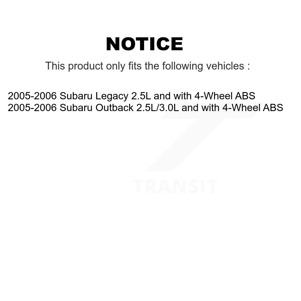 Front Rear Wheel Hub Bearing And ABS Sensor Kit (8Pc) For 2005-2006 Subaru Outback Legacy K7S-102880 - Image 2