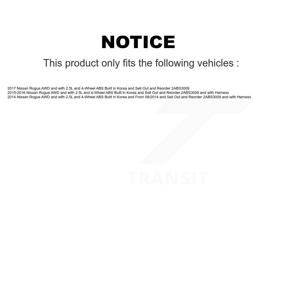 Front Rear Wheel Hub Bearing & ABS Sensor Kit For Nissan Rogue AWD with 2.5L 4-Wheel K7S-102916 - Image 2