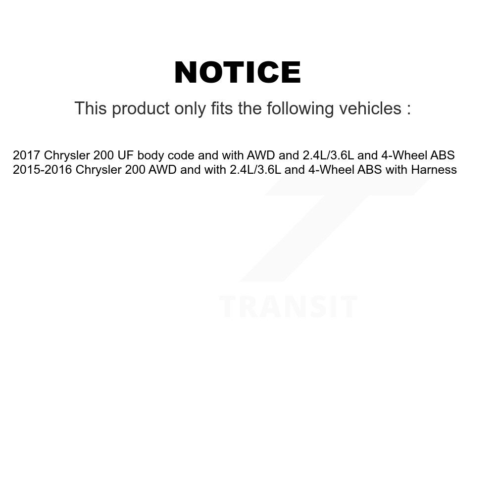 Front Rear Wheel Hub Bearing And ABS Sensor Kit For Chrysler 200 K7S-102926 - Image 2