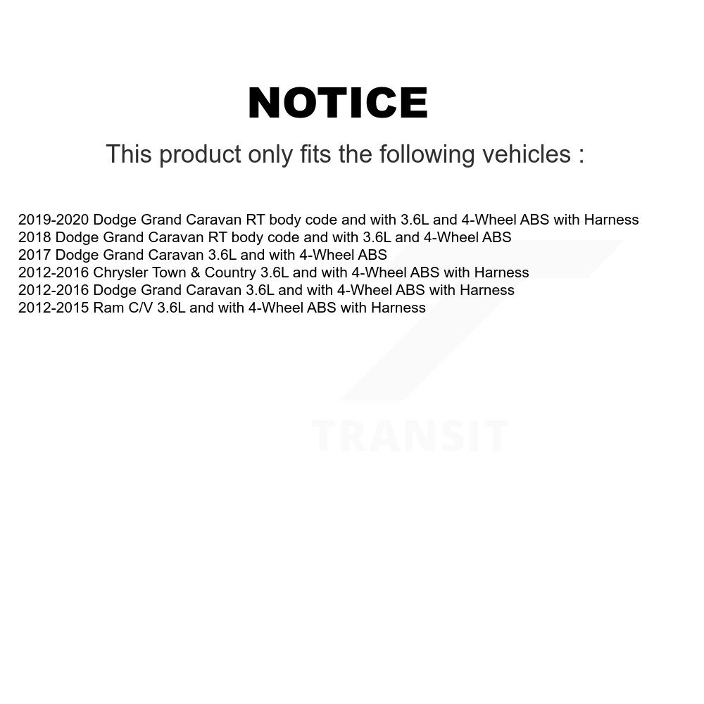 Front Rear Wheel Hub Bearing Extra Sensor Kit For Dodge Grand Caravan Chrysler Town & Ram K7S-102943 - Image 2