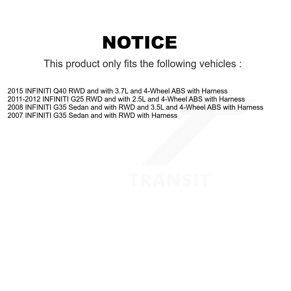 Front Rear Wheel Hub Bearing And ABS Sensor Kit For INFINITI G35 G25 Q40 with Harness K7S-102987 - Image 2