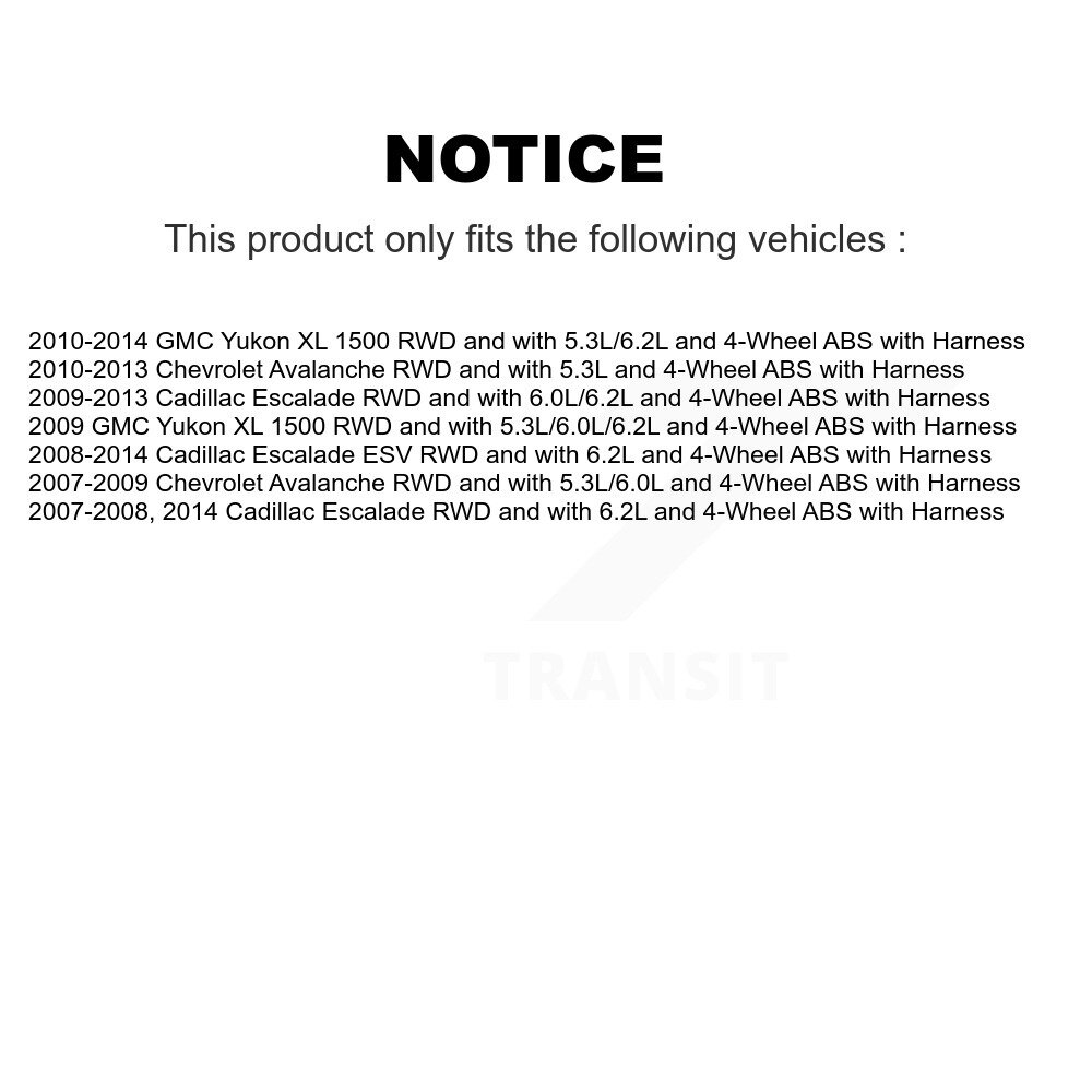 Front Rear Wheel Bearing & Extra Sensor Kit For Chevrolet Avalanche Cadillac Escalade GMC K7S-103151 - Image 2