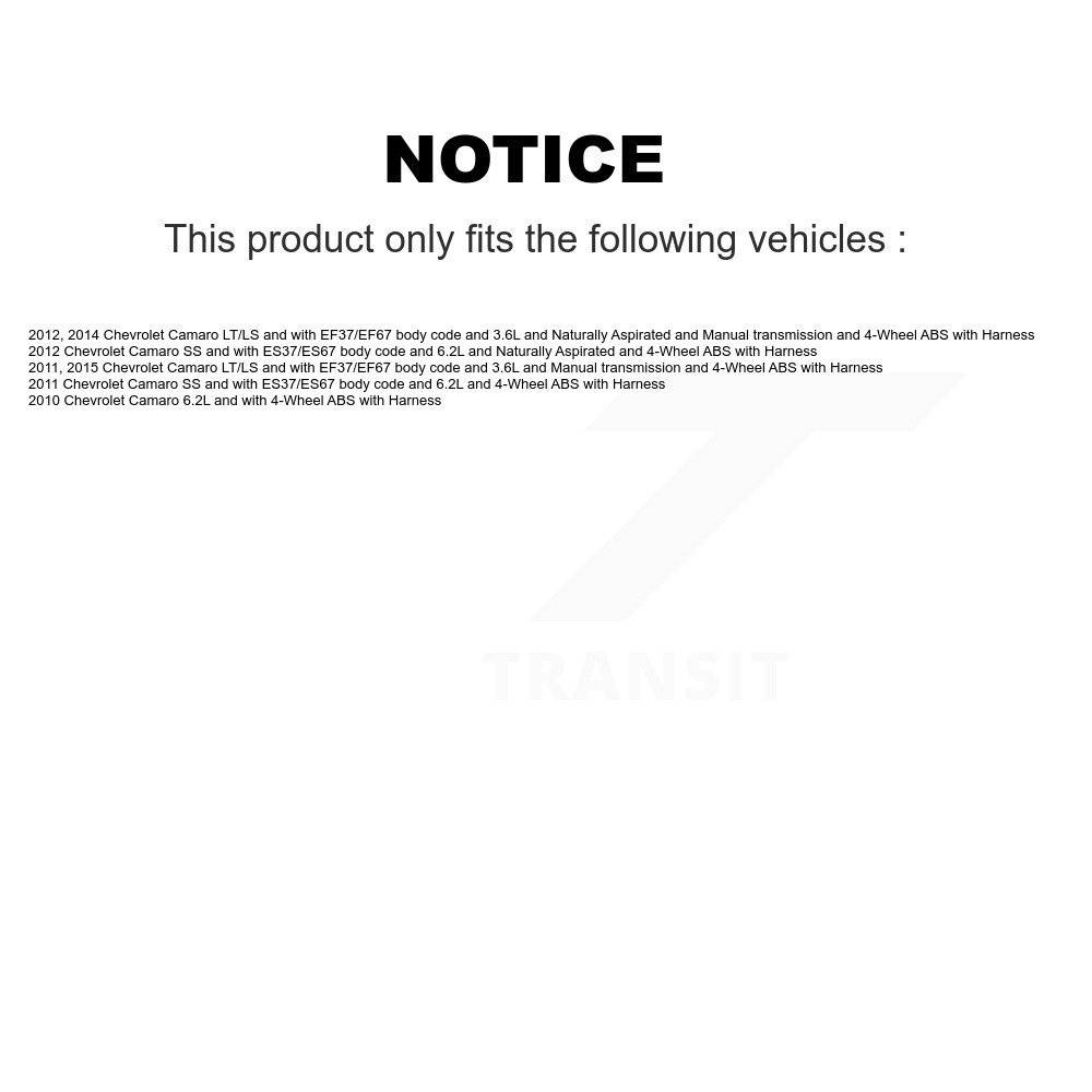 Front Rear Wheel Hub Bearing And ABS Sensor Kit For Chevrolet Camaro with Harness K7S-103442 - Image 2