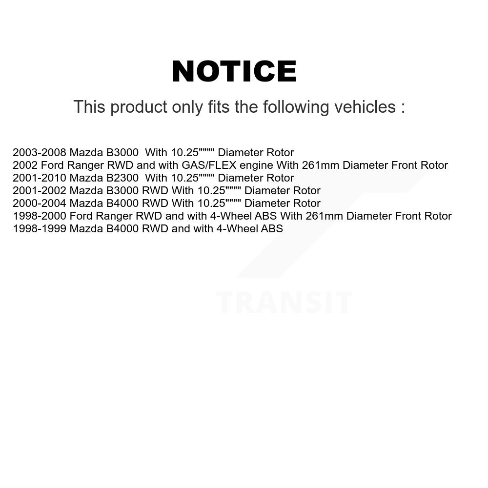 Front Disc Brake Rotors And Hub Assembly Pair For Mazda Ford Ranger B3000 B2300 B4000 K8-100028 - Image 2