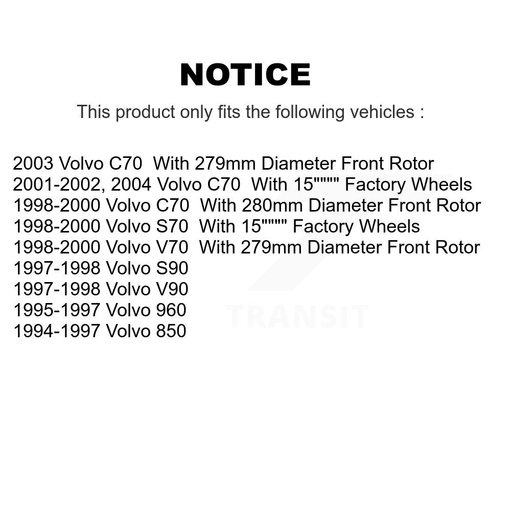 Front Disc Brake Rotors Pair For Volvo S70 850 V70 C70 960 S90 V90 K8-100284 - Image 2