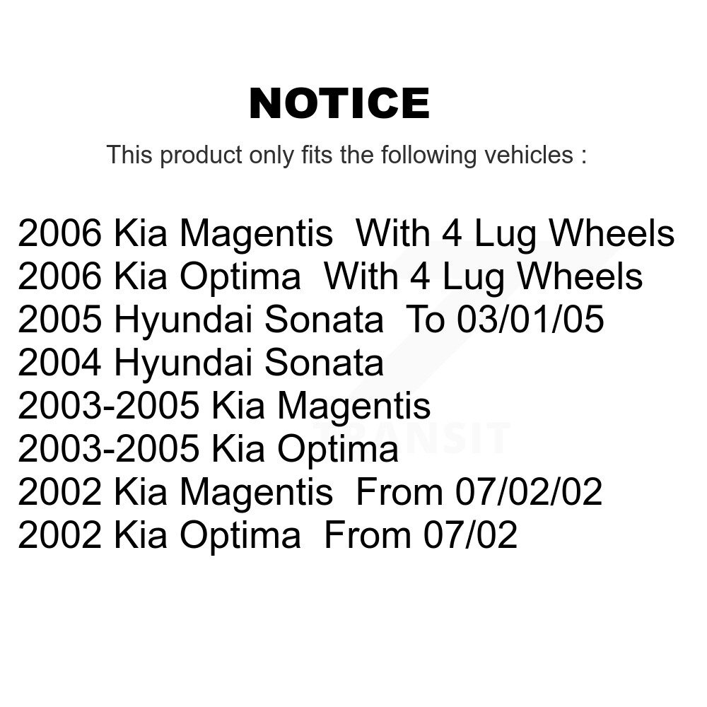 Front Disc Brake Rotors Pair For Hyundai Sonata Kia Optima Magentis K8-100391 - Image 2