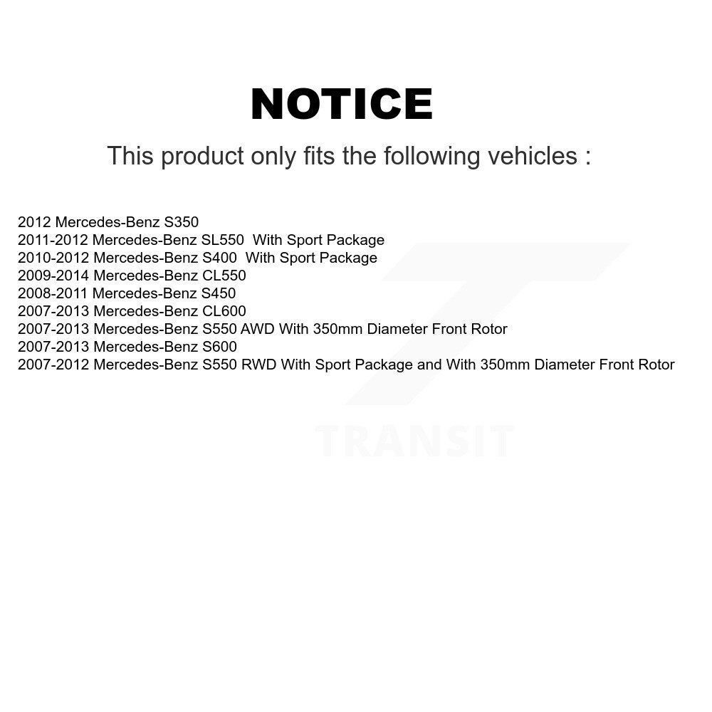 Front Disc Brake Rotors Pair For Mercedes-Benz S550 S450 SL550 CL550 S350 S400 S600 CL600 K8-100493 - Image 2
