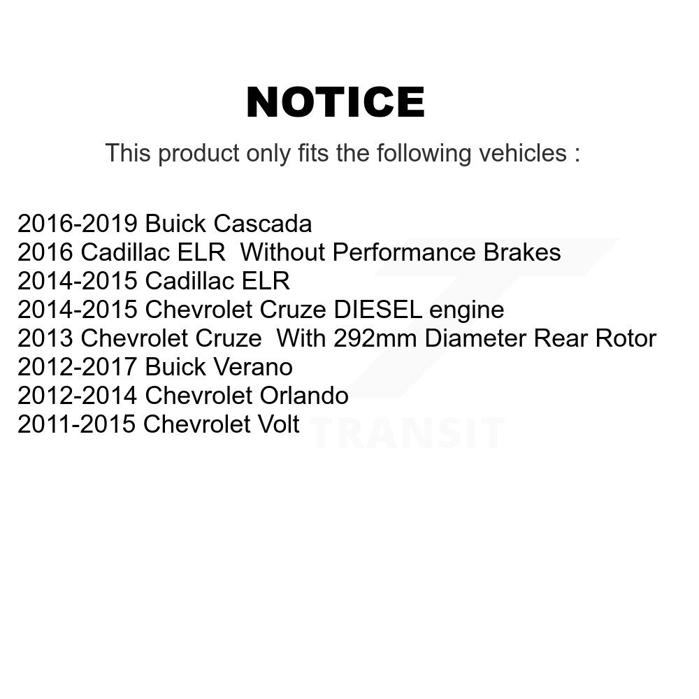 Rear Brake Rotors Pair For Chevrolet Cruze Buick Verano Orlando Volt Cadillac ELR Cascada K8-100618 - Image 2