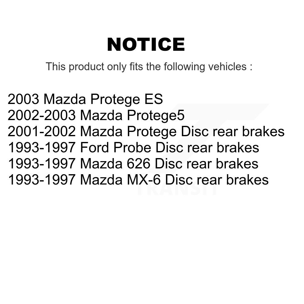 Rear Disc Brake Rotors Pair For Mazda Protege Protege5 Ford Probe MX-6 626 K8-100725 - Image 2
