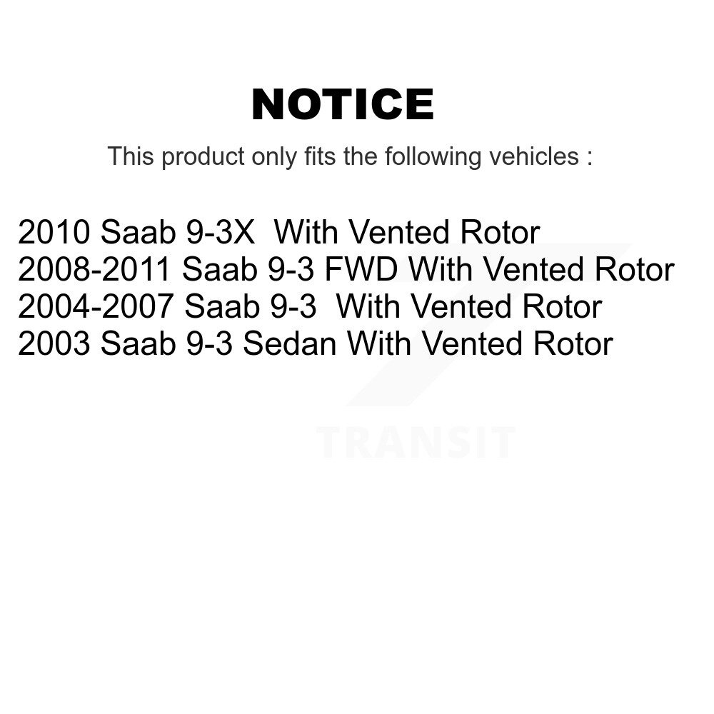 Rear Disc Brake Rotors Pair For Saab 9-3 9-3X With Vented Rotor K8-100812 - Image 2