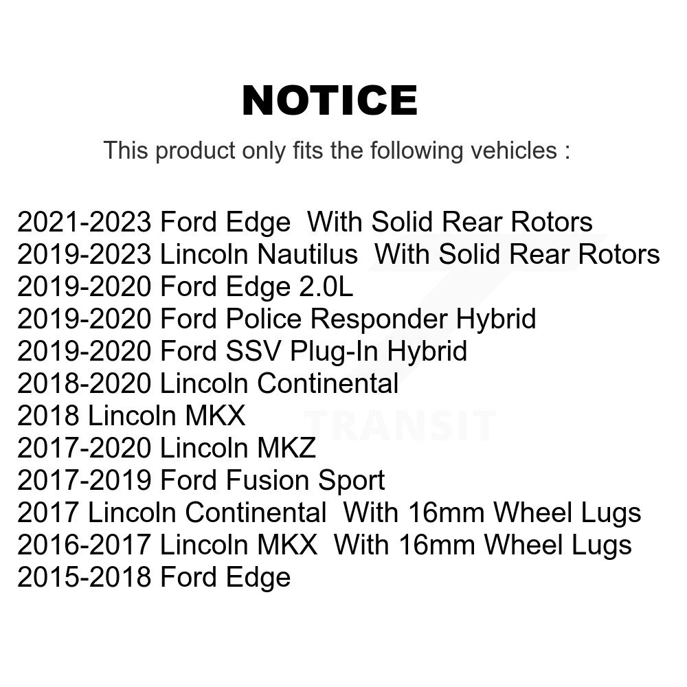 Rear Brake Rotor Pair For Ford Edge Fusion Lincoln Nautilus MKX MKZ Continental Police SSV K8-100961 - Image 2