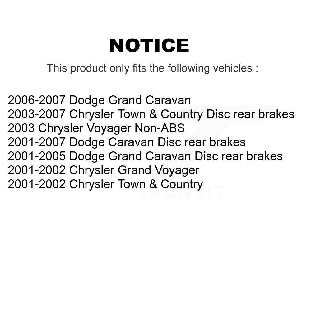 Front Rear Disc Brake Rotors Kit For Dodge Grand Caravan Chrysler Town & Country Voyager K8-101181 - Image 2