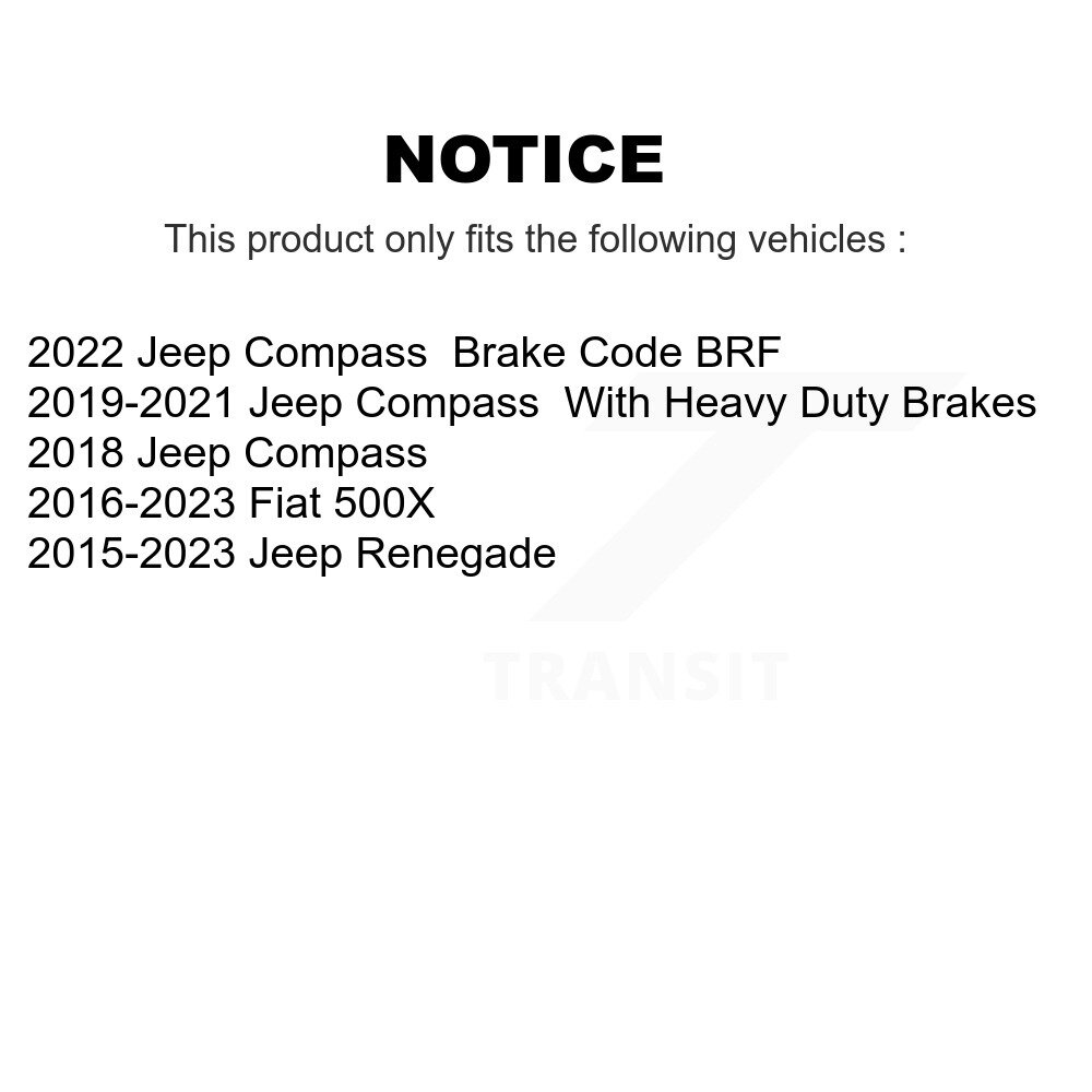 Front Rear Disc Brake Rotors Kit For Jeep Compass Renegade Fiat 500X K8-101219 - Image 2
