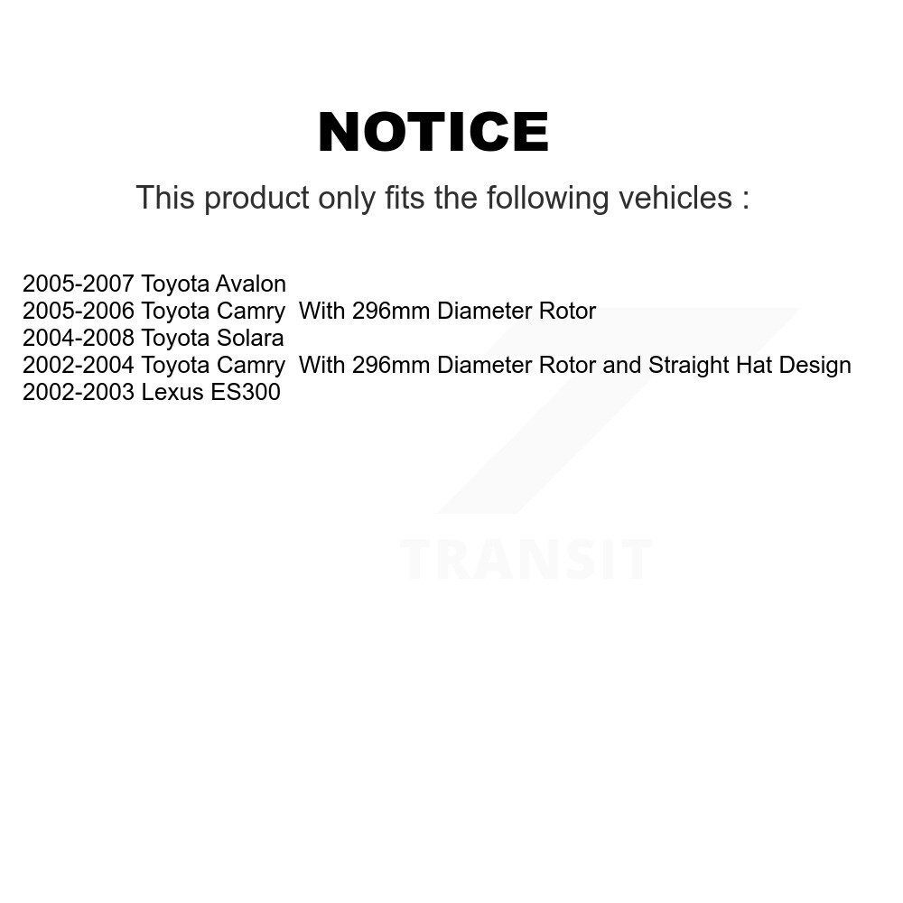 Front Rear Disc Brake Rotors Kit For Toyota Camry Solara Avalon Lexus ES300 K8-101328 - Image 2