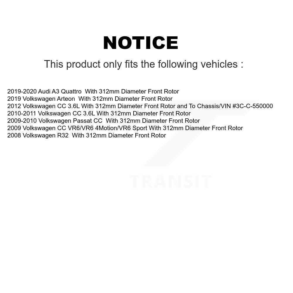 Front Rear Disc Brake Rotors Kit For Volkswagen CC Passat K8-101421 - Image 2