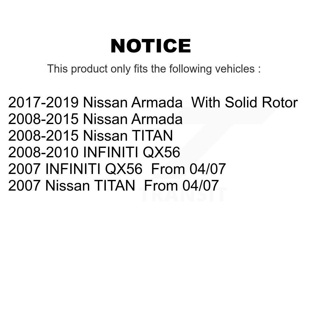 Front Rear Disc Brake Rotors Kit For Nissan TITAN Armada INFINITI QX56 K8-101518 - Image 2