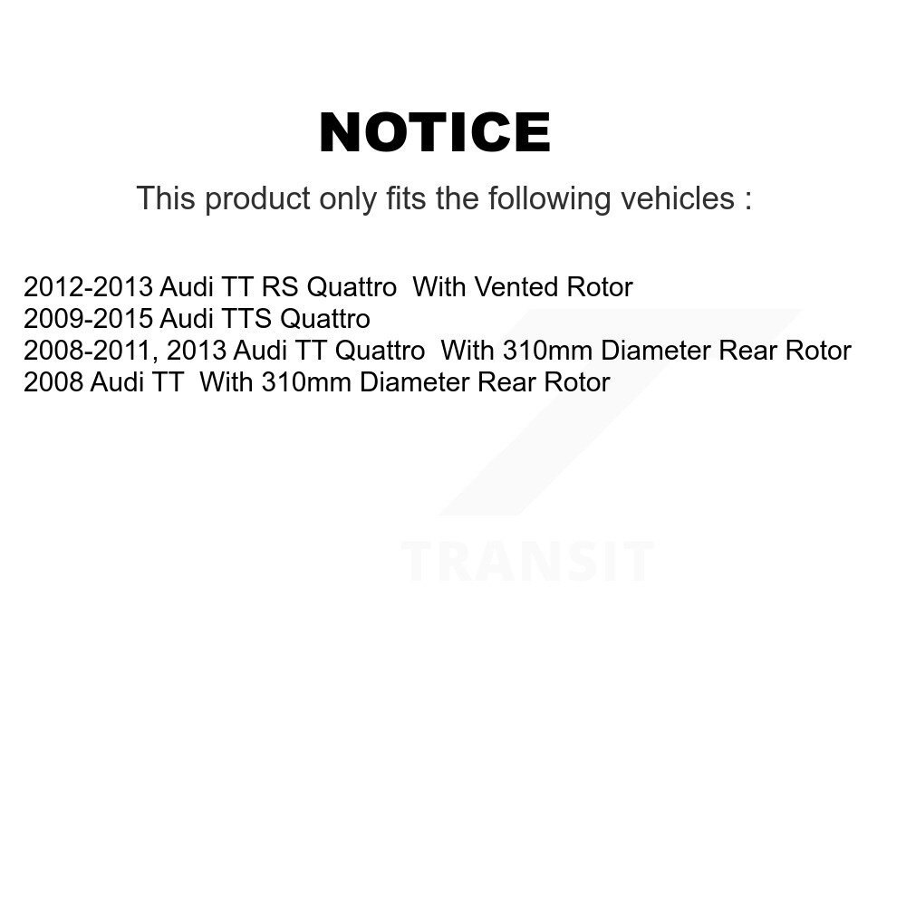 Rear Disc Brake Rotors Pair For Audi TT Quattro TTS RS K8-101786 - Image 2