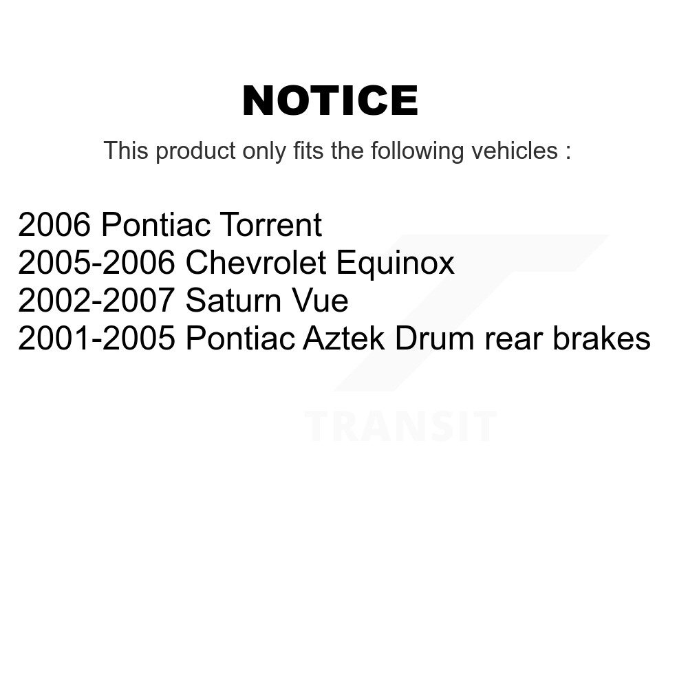 Rear Brake Drums Pair For Saturn Vue Chevrolet Equinox Pontiac Torrent Aztek K8-101874 - Image 2