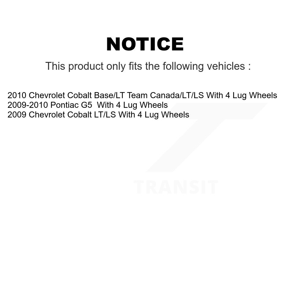 Rear Brake Drums Pair For Chevrolet Cobalt Pontiac G5 With 4 Lug Wheels K8-101883 - Image 2