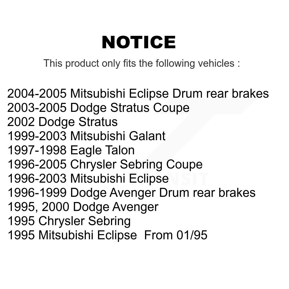 Rear Drums Pair For Chrysler Sebring Mitsubishi Eclipse Galant Eagle Talon Dodge Avenger K8-101902 - Image 2