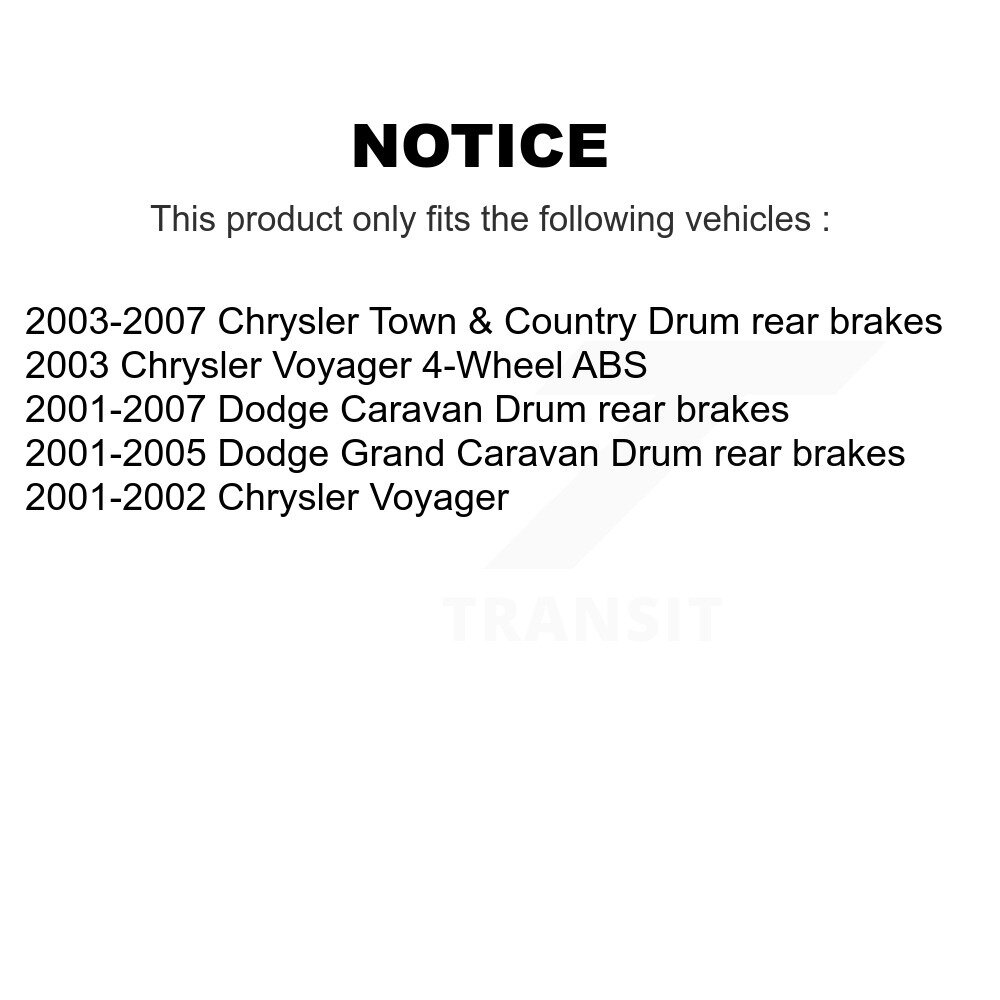 Front Rear Brake Rotors Drums Kit For Dodge Caravan Grand Chrysler Town & Country Voyager K8-101961 - Image 2