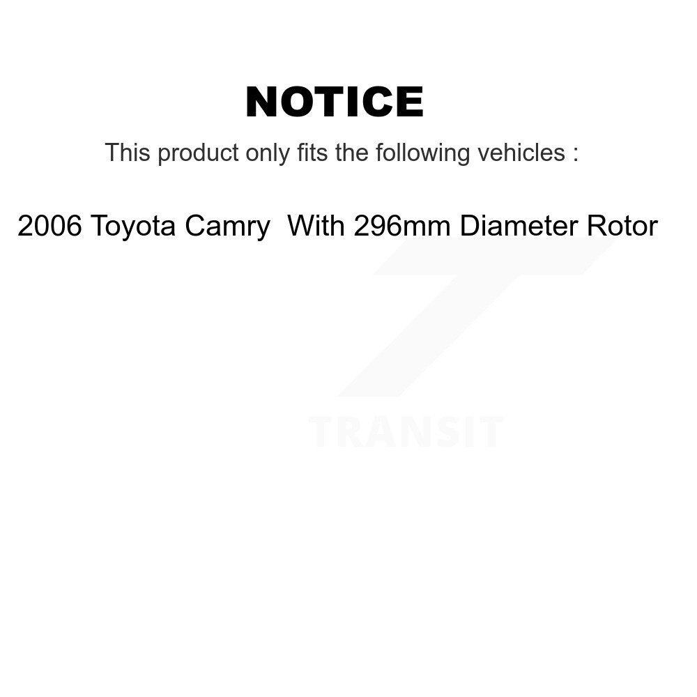 Front Rear Disc Brake Rotors Drums Kit For 2006 Toyota Camry With 296mm Diameter Rotor K8-101993 - Image 2