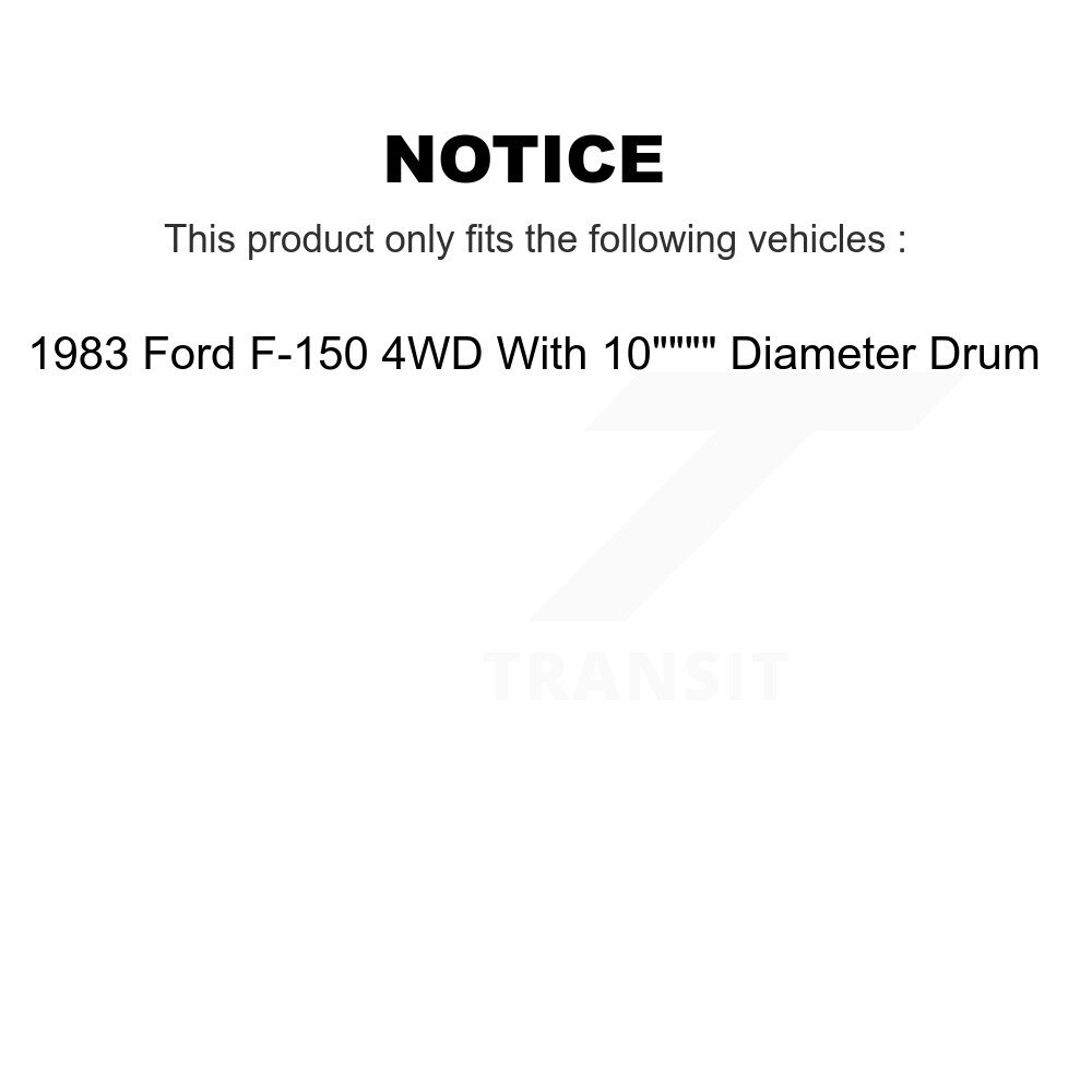 Front Rear Disc Brake Rotors Drums Kit For 1983 Ford F-150 4WD With 10" Diameter Drum K8-102048 - Image 2