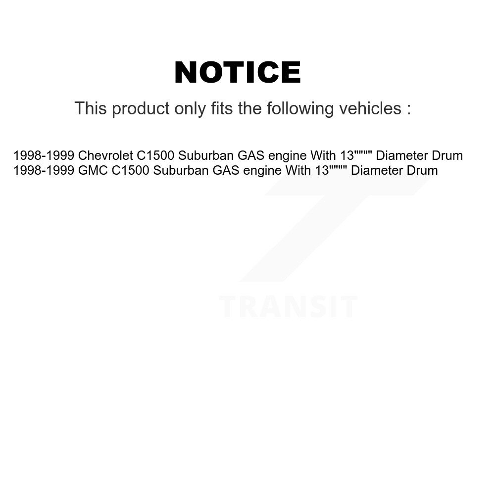 Front Rear Disc Brake Rotor Drum Kit For 1998-1999 C1500 Suburban Chevrolet GMC GAS engine K8-102215 - Image 2