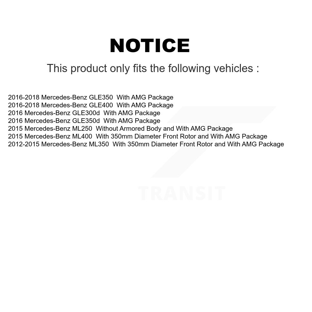 Front Brake Rotors Pair For Mercedes-Benz ML350 GLE400 GLE350 ML400 ML250 GLE300d GLE350d K8-102373 - Image 2