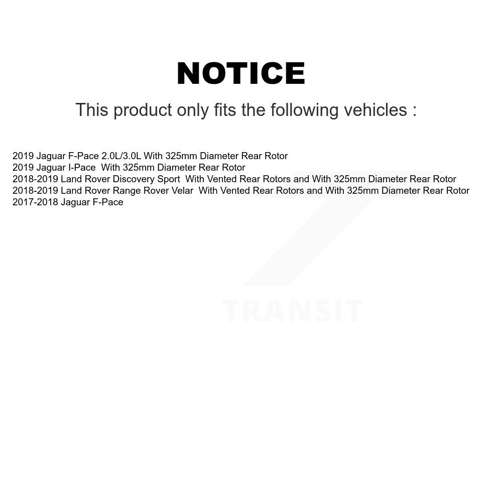 Rear Disc Brake Rotor Pair For Jaguar F-Pace Land Rover Range Velar Discovery Sport I-Pace K8-102385 - Image 2