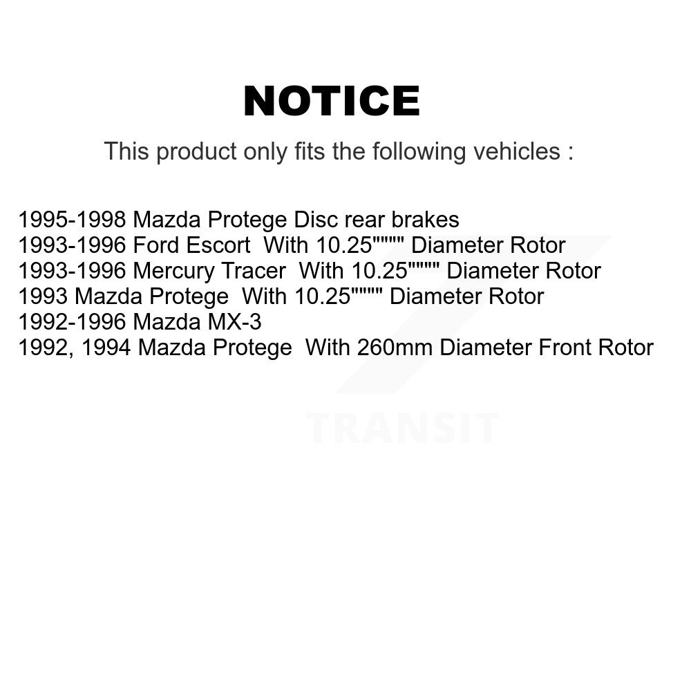 Front Rear Disc Brake Rotor Drum Kit For Mazda Protege Ford Escort MX-3 Mercury Tracer K8-102406 - Image 2