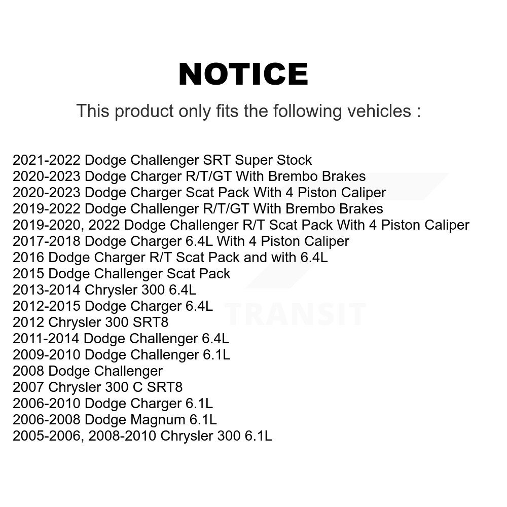 Front Disc Brake Rotor & Ceramic Pad Kit For Dodge Charger Chrysler 300 Challenger Magnum K8C-100069 - Image 2