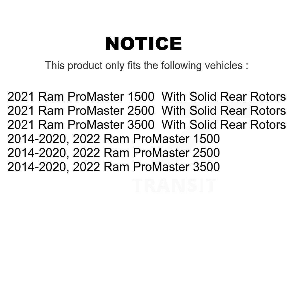 Front Disc Brake Rotors And Ceramic Pads Kit For Ram ProMaster 2500 3500 1500 K8C-100215 - Image 2