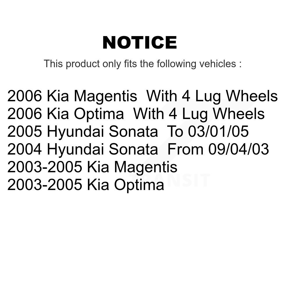 Front Disc Brake Rotors And Ceramic Pads Kit For Hyundai Sonata Kia Optima Magentis K8C-100262 - Image 2