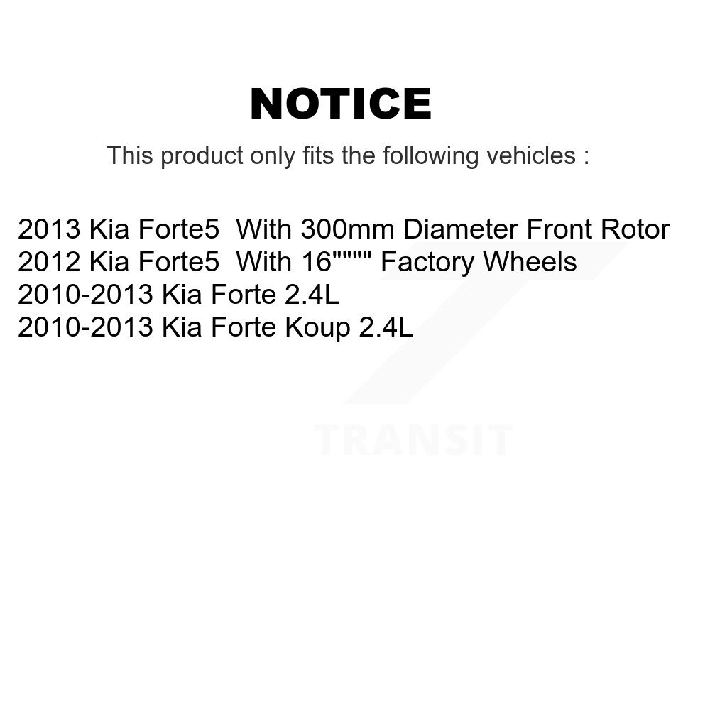 Front Disc Brake Rotors And Ceramic Pads Kit For Kia Forte Koup Forte5 K8C-100398 - Image 2