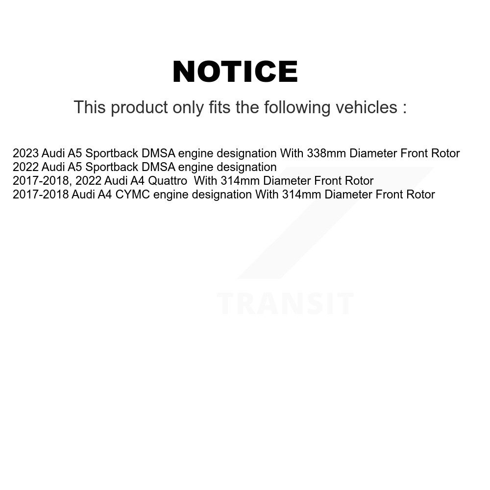 Front Disc Brake Rotors And Ceramic Pads Kit For Audi A4 Quattro A5 Sportback K8C-100450 - Image 2
