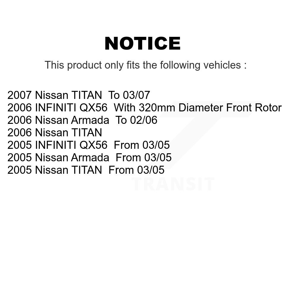 Front Disc Brake Rotors And Ceramic Pads Kit For Nissan TITAN INFINITI QX56 Armada K8C-100486 - Image 2