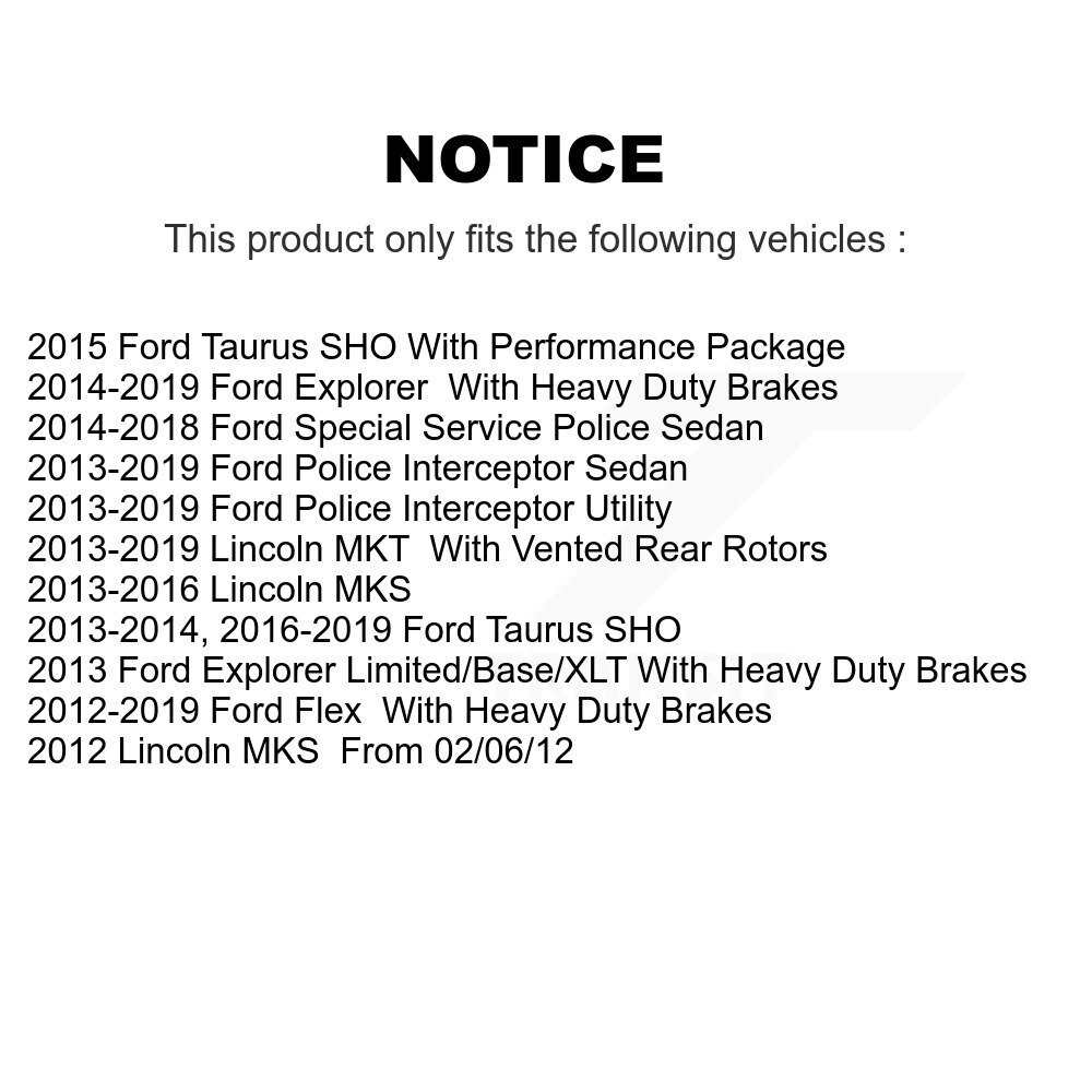 Front Brake Rotors Ceramic Pad Kit For Ford Explorer Flex Taurus Police Interceptor Sedan K8C-100509 - Image 2