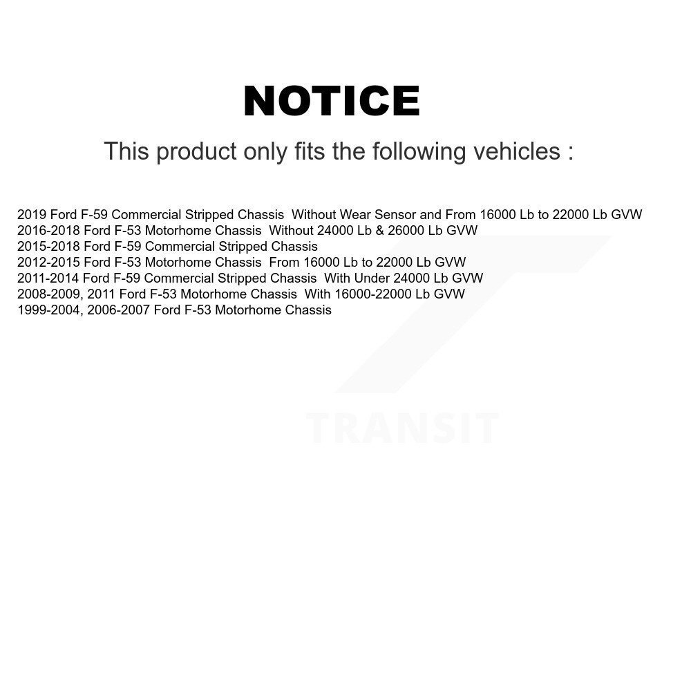Front Disc Brake Rotors & Ceramic Pad Kit For Ford F-53 Motorhome Chassis F-59 Commercial K8C-100545 - Image 2