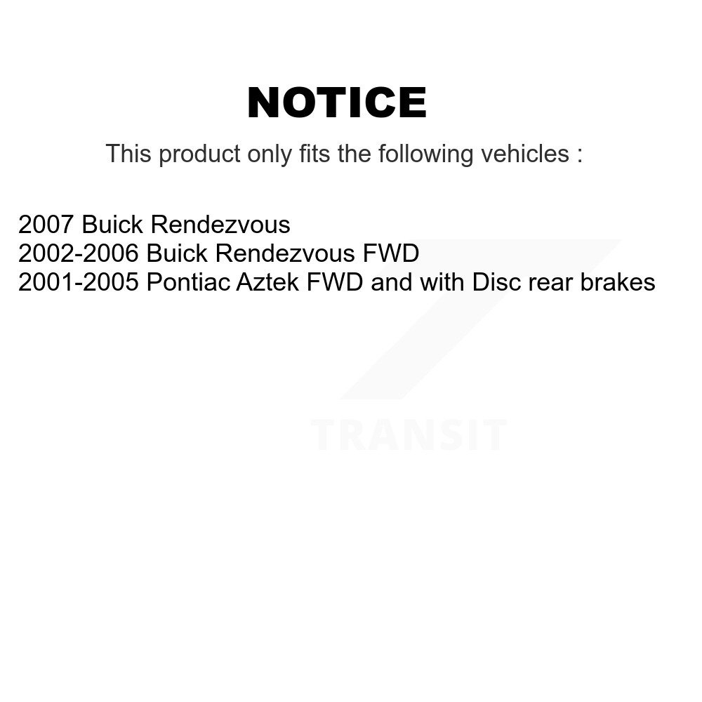 Front Rear Disc Brake Rotors And Ceramic Pads Kit For Buick Rendezvous Pontiac Aztek K8C-100727 - Image 2